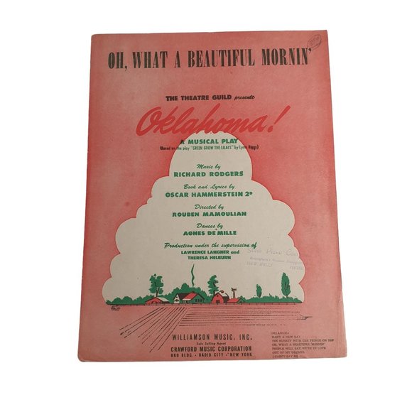 Oh What A Beautiful Mornin 1943 Vintage Sheet Music Piano Voice Oklahoma - Picture 1 of 4